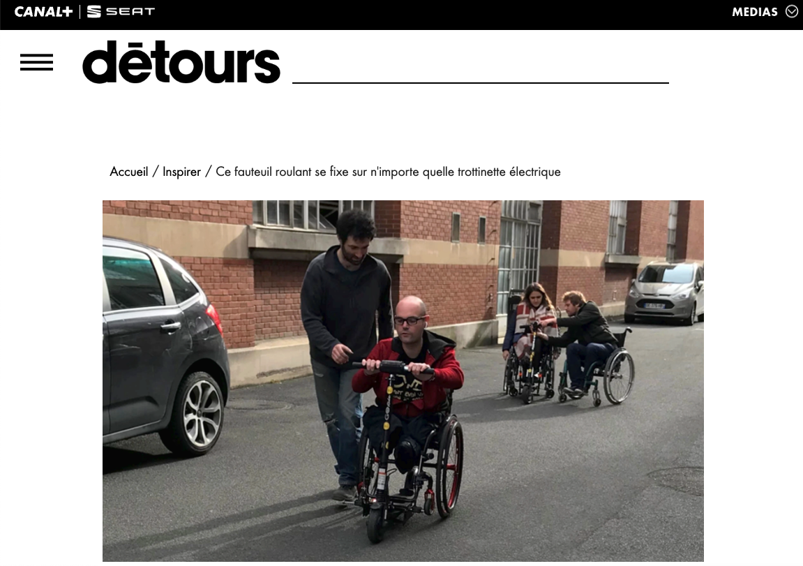 Détours : Ce fauteuil roulant se fixe sur n'importe quelle trottinette électrique