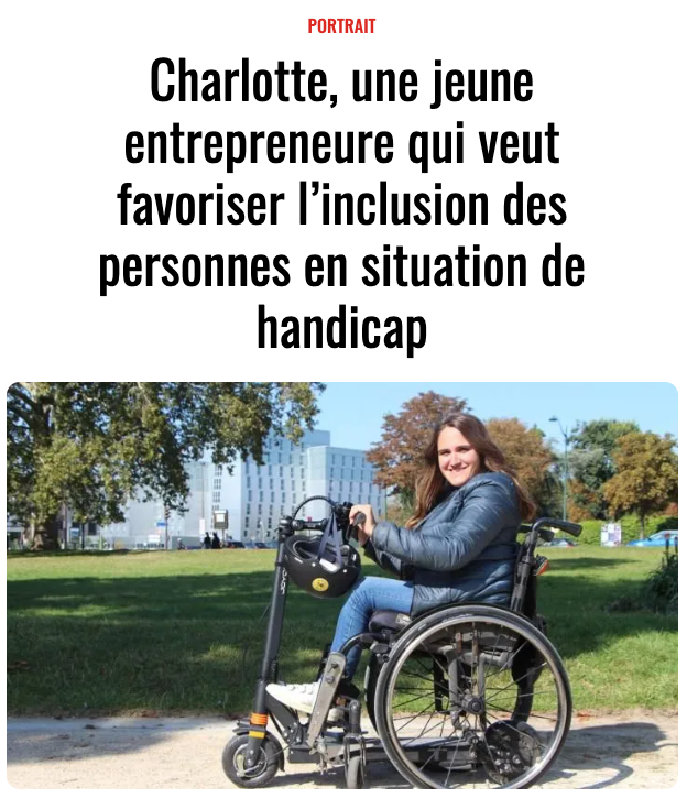 L'Etudiant : Charlotte, une jeune entrepreneure qui veut favoriser l’inclusion des personnes en situation de handicap