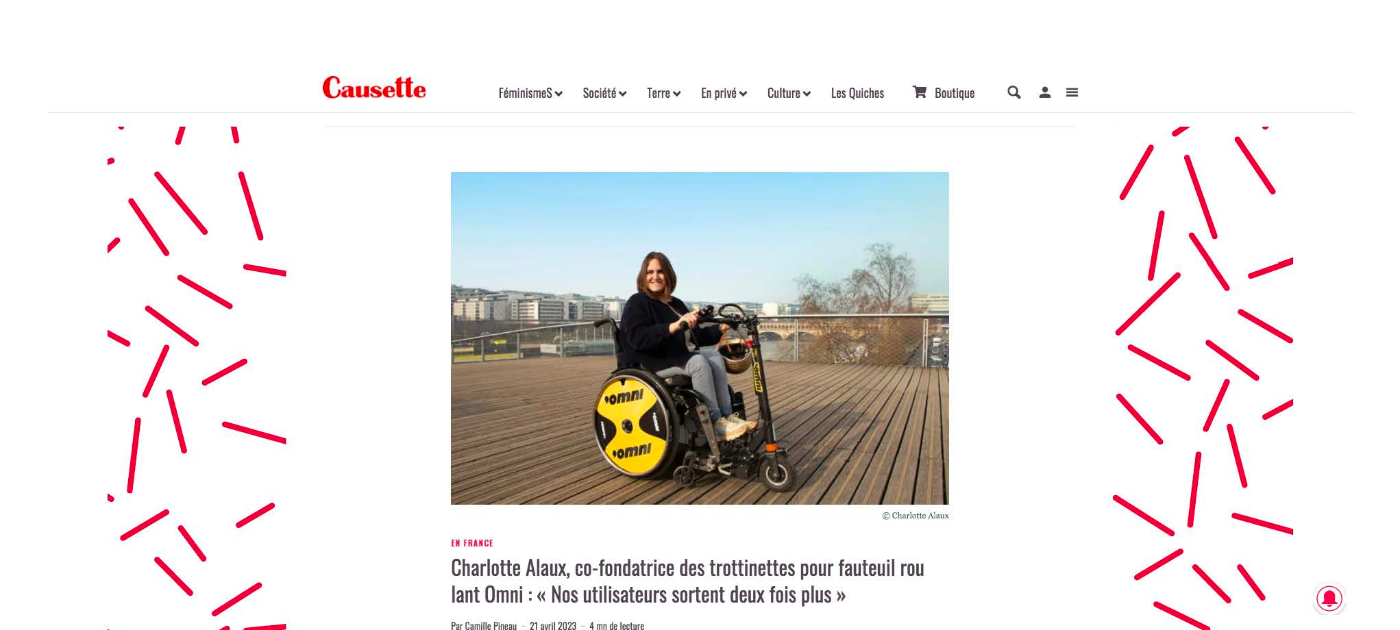 Causette : Portrait Charlotte Alaux, co-fondatrice de la trottinette pour fauteuil roulant Omni