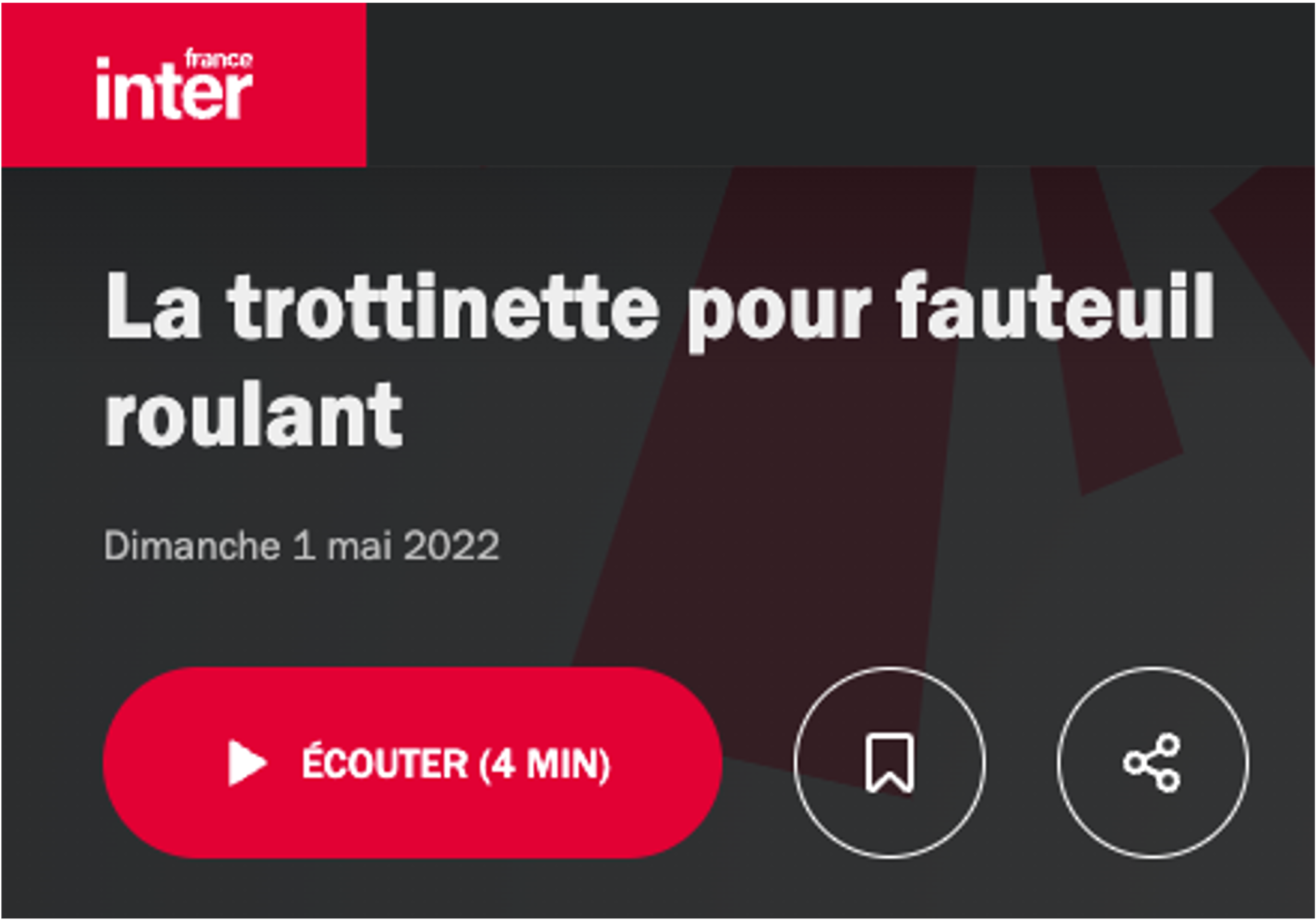France Inter - le 6/9 : La trottinette pour fauteuil roulant